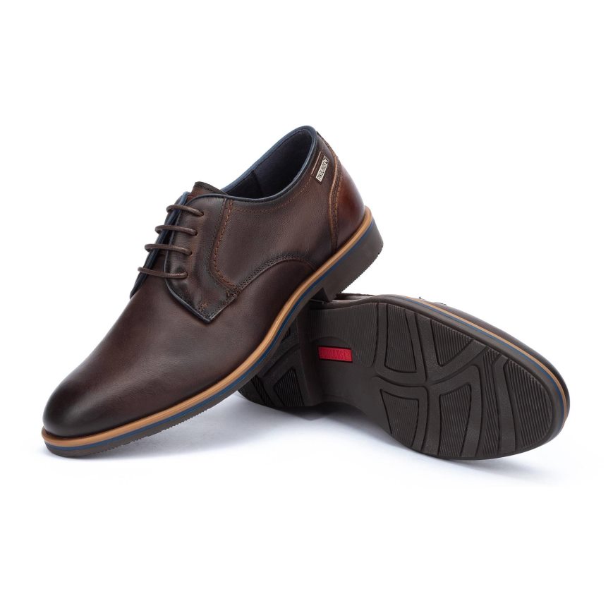 Men's Pikolinos LEON Lace Up Shoes Brown | NZ G901Q85